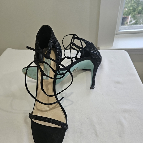 Blue by Betsey Johnson Satin Crystal Tie Sandal - Picture 4 of 8